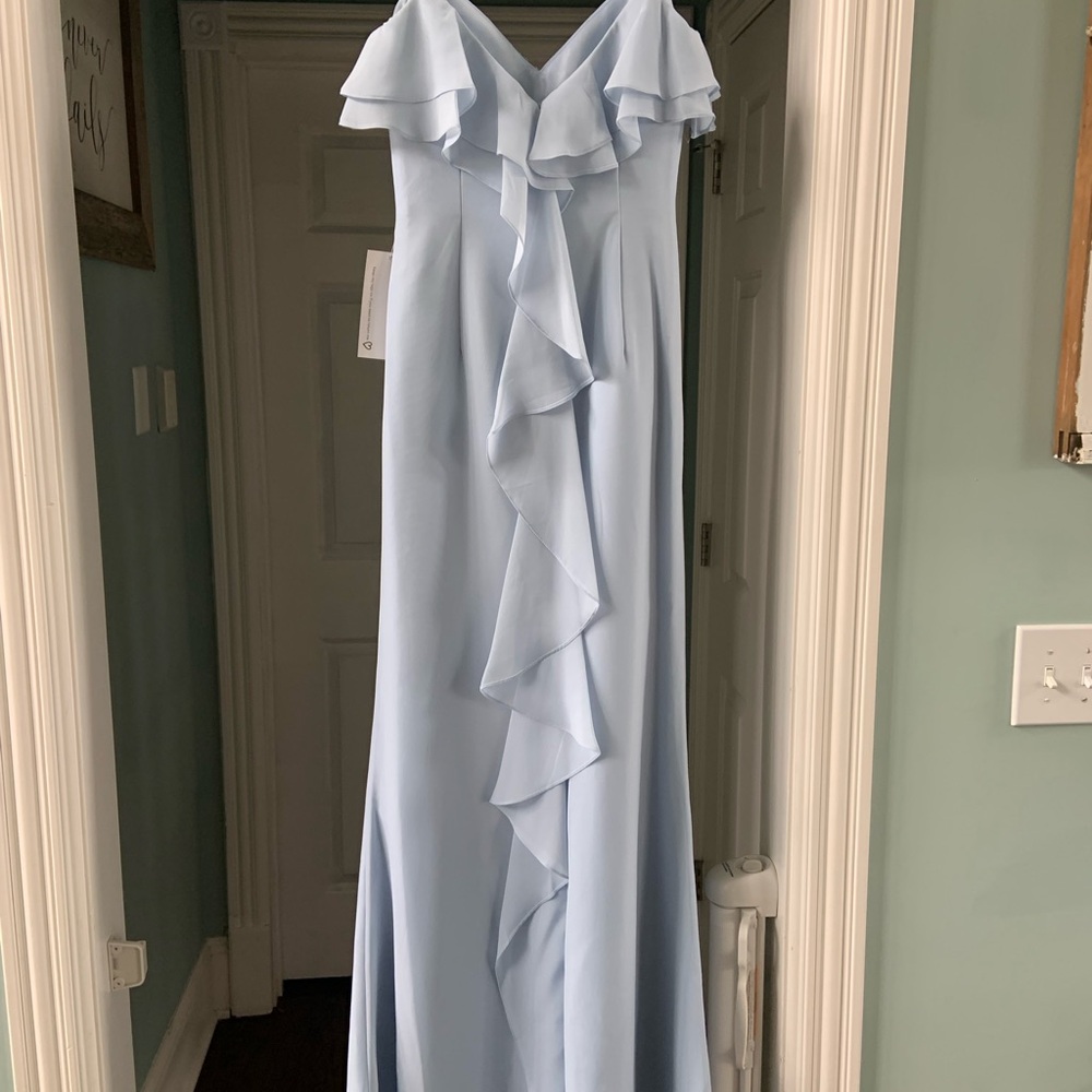 Simply Styled Light Blue Ruffle Prom Dress - Picture 2 of 2